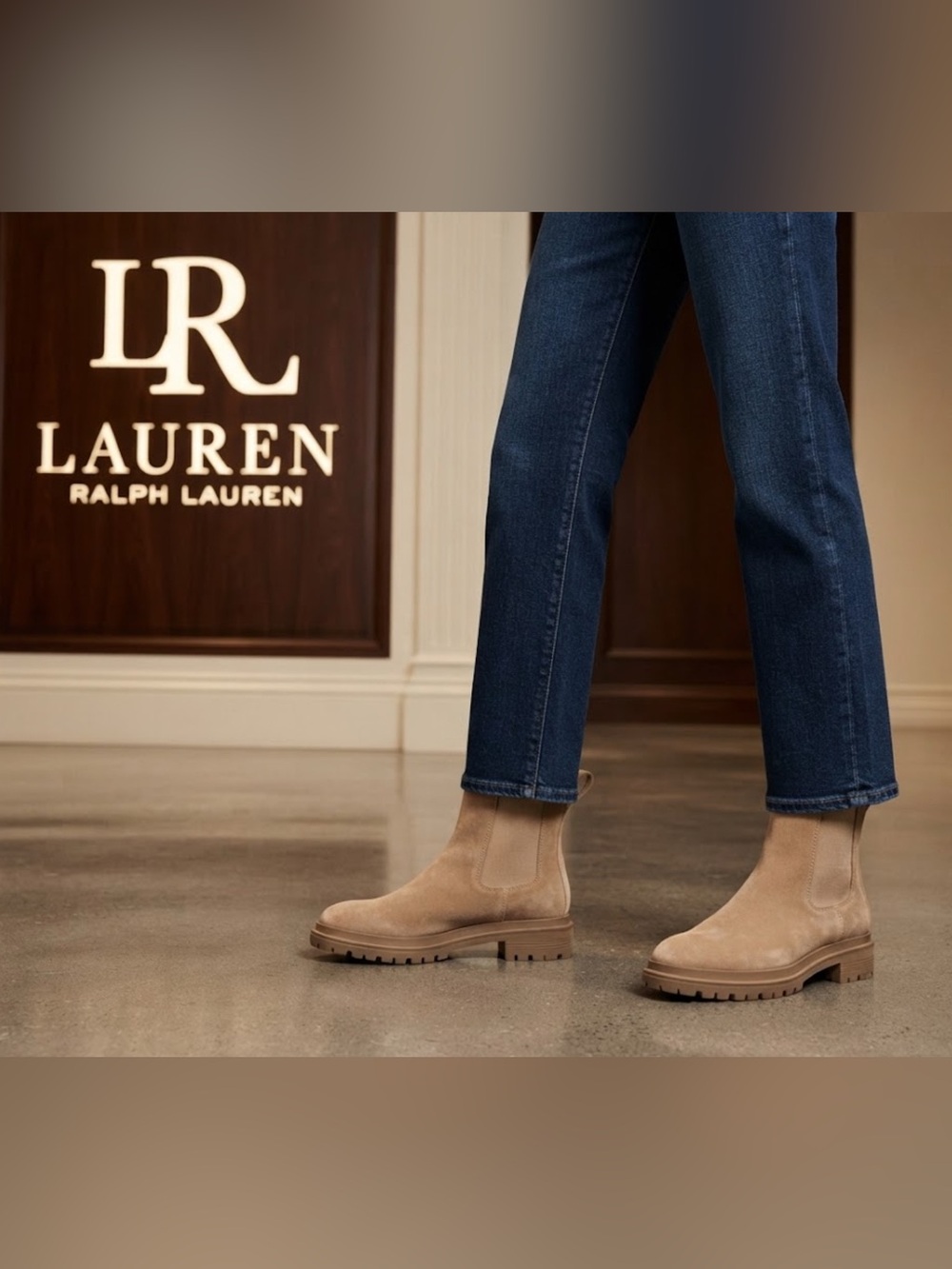 Authentic Lauren Ralph Lauren tan suede leather designer boots sz 7